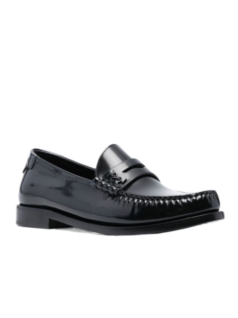 Saint Laurent Le Loafer Logo Plaque Slip-On Loafers In Black- Size 38 (Us 7.5)
